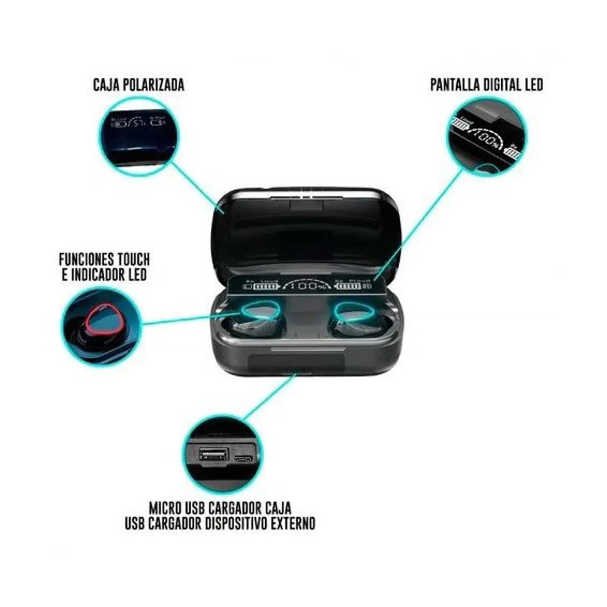 AUDIFONOS F9 5-C TWS POWER BANK 2000 Mah